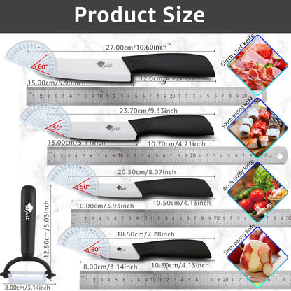 Ceramic Knife Kitchen Knives 3 4 5 6 inch +Peeler Zirconia Black Blade Fruit Chef Knife