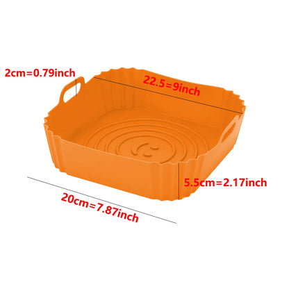 22cm Silicone Air Fryers Oven Baking Tray Pizza Fried Chicken Airfryer Silicone Basket Reusable Airfryer Pan Liner Accessories